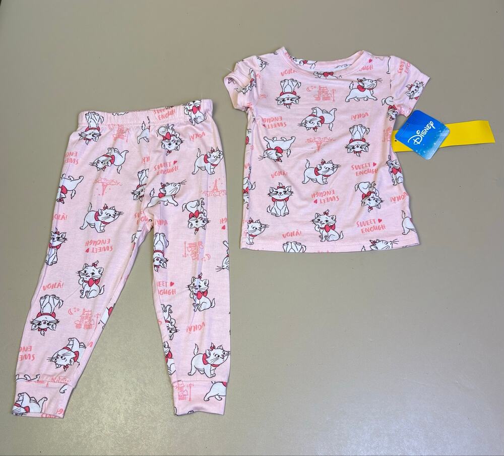 Toddler Girls Disney Aristocats Marie Pajama Set 2T Pink 2 Piece PJs NWT